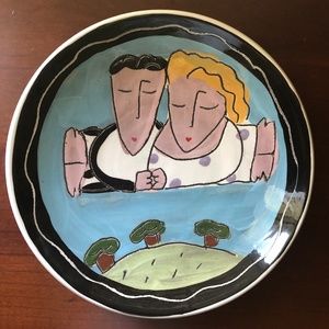 Married Couple, hand made plate. 10.5” diameter (stand included)